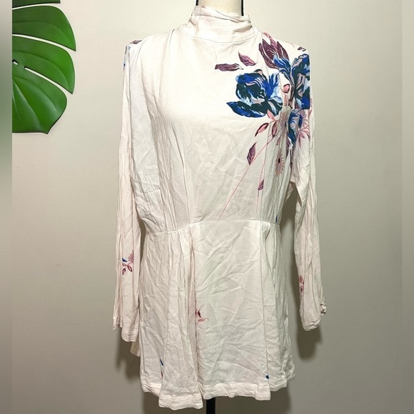 FREE PEOPLE Gemma Floral Tunic Minidress in Ivory - Picture 5 of 12